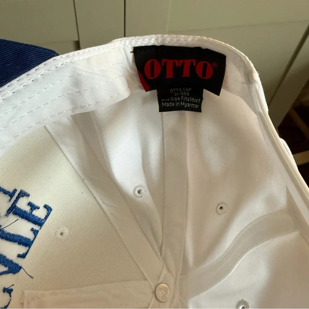 White and Blue Tailgate Captain Trucker Hat